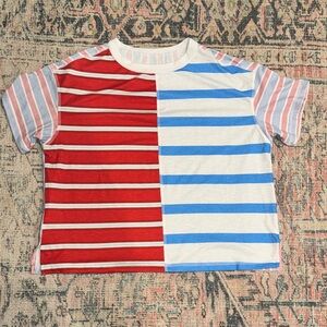 Colorblock Red and Blue Women's Short Sleeve Tee